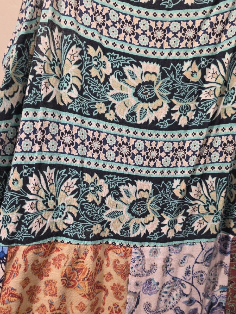 Blue Sky Multicolor Patchwork Maxi Dress - Blue, Pink, Yellow, Cream, Red - Picture 7 of 7